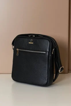 D'Arienzo Lucas - Borsa a tracolla in pelle nera spallina regolabile