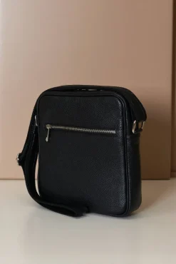 D'Arienzo Lucas - Borsa a tracolla in pelle nera spallina regolabile