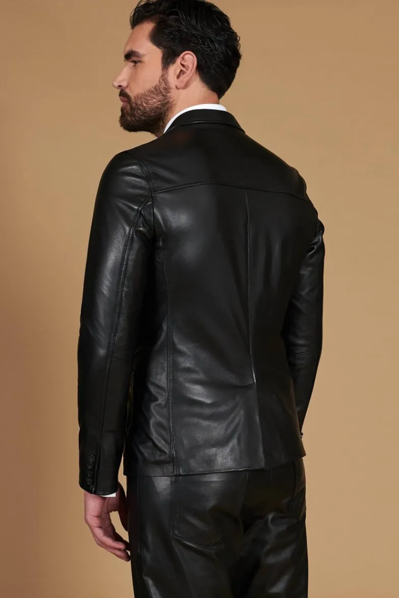 Uomo D'Arienzo Luke - Blazer in pelle nappa nera con due bottoni
