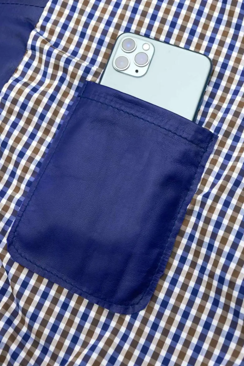 Uomo D'Arienzo Luke - Blazer in pelle naturale bluette con due bottoni