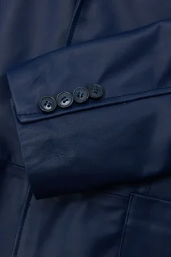 Uomo D'Arienzo Luke - Blazer in pelle naturale blu con due bottoni