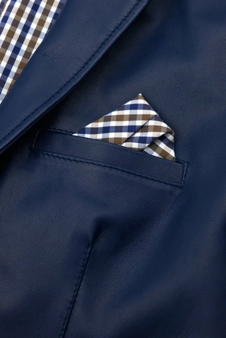 Uomo D'Arienzo Luke - Blazer in pelle naturale blu con due bottoni