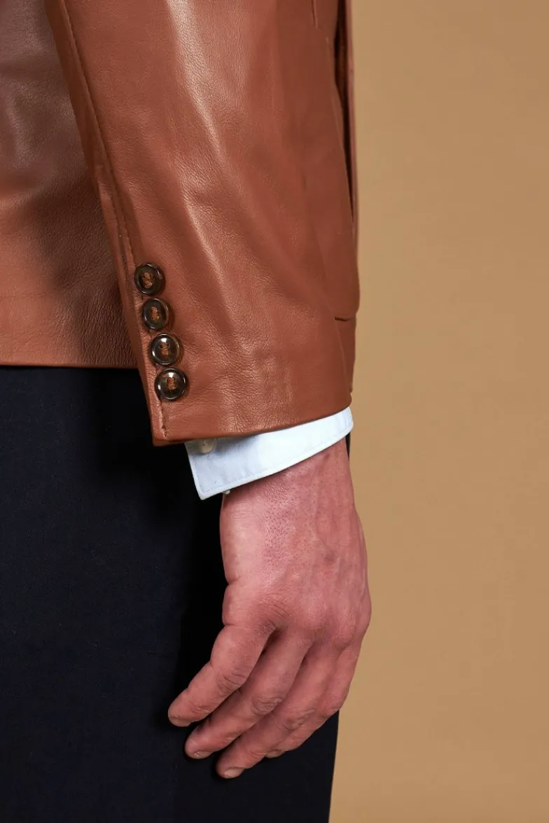 Uomo D'Arienzo Luke - Blazer in pelle naturale cuoio con due bottoni