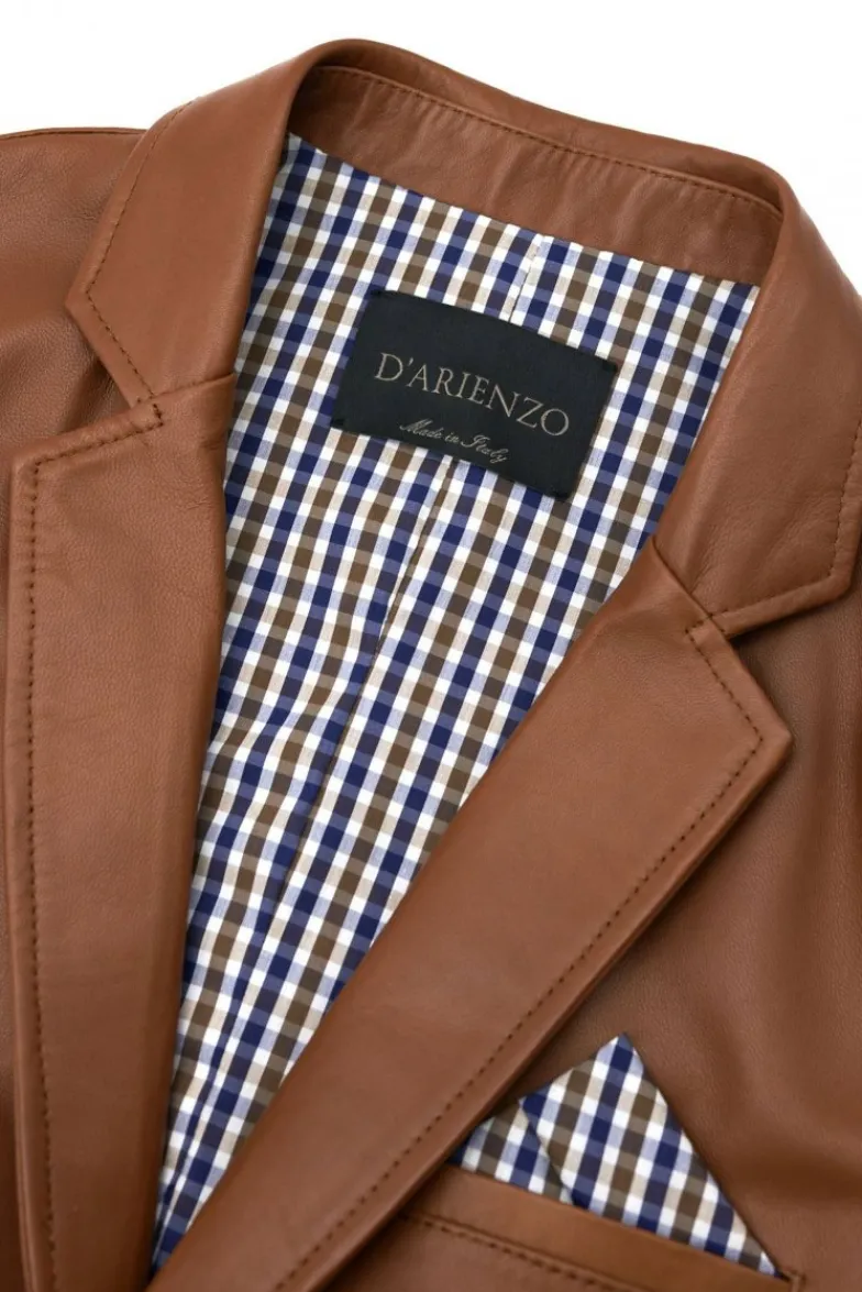 Uomo D'Arienzo Luke - Blazer in pelle naturale cuoio con due bottoni