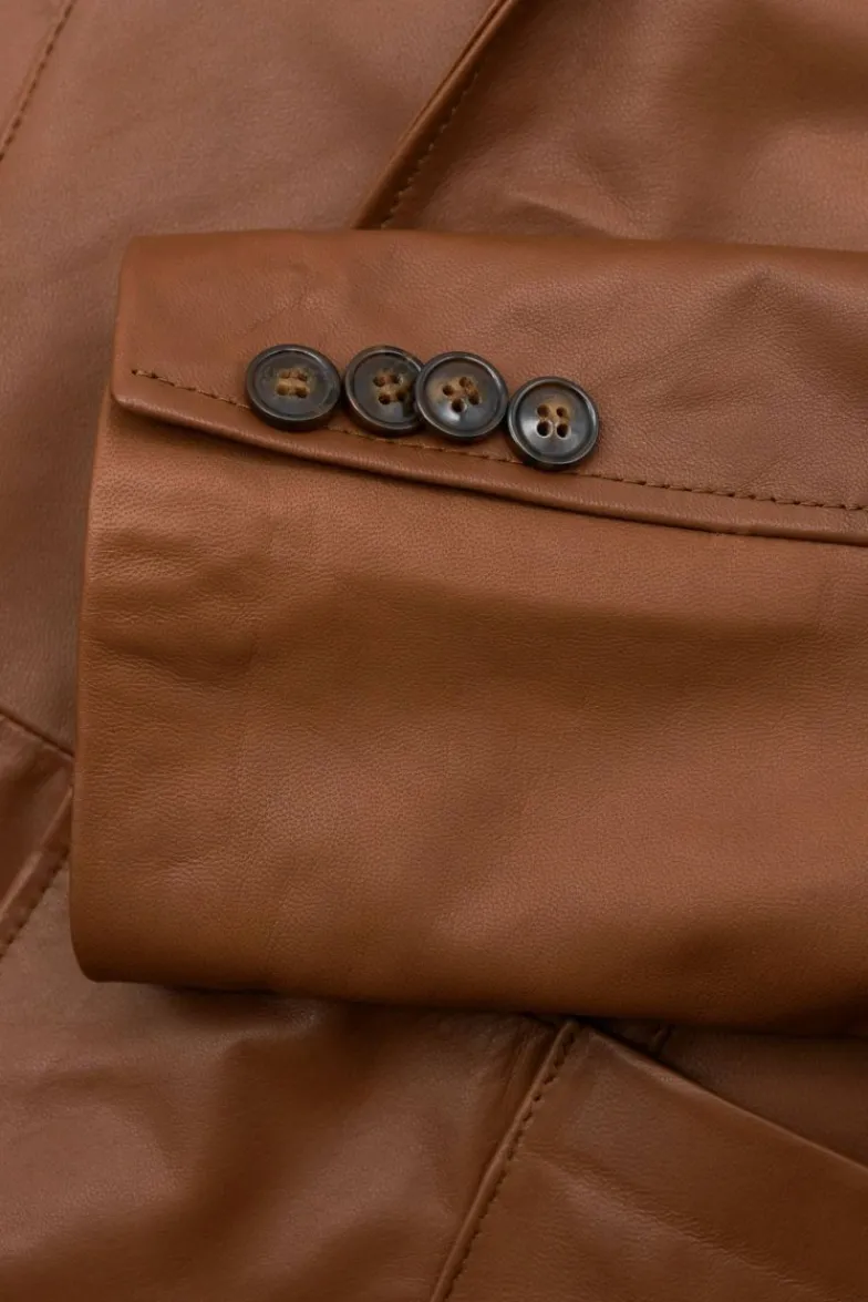 Uomo D'Arienzo Luke - Blazer in pelle naturale cuoio con due bottoni