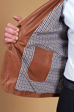 Uomo D'Arienzo Luke - Blazer in pelle naturale cuoio con due bottoni