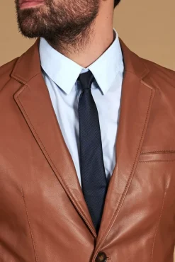 Uomo D'Arienzo Luke - Blazer in pelle naturale cuoio con due bottoni