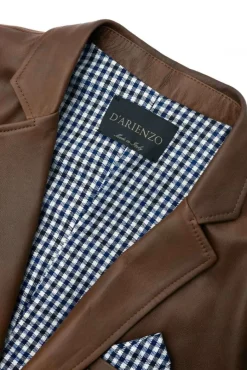 Uomo D'Arienzo Luke - Blazer in pelle naturale marrone nuvolato con due bottoni