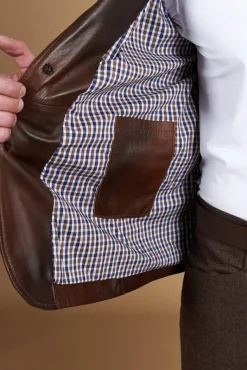 Uomo D'Arienzo Luke - Blazer in pelle naturale marrone nuvolato con due bottoni