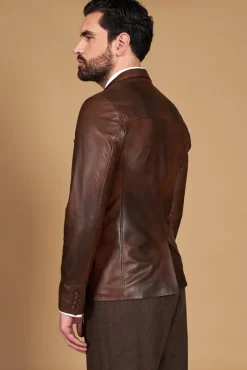 Uomo D'Arienzo Luke - Blazer in pelle naturale marrone nuvolato con due bottoni