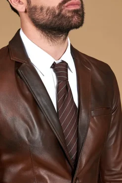 Uomo D'Arienzo Luke - Blazer in pelle naturale marrone nuvolato con due bottoni