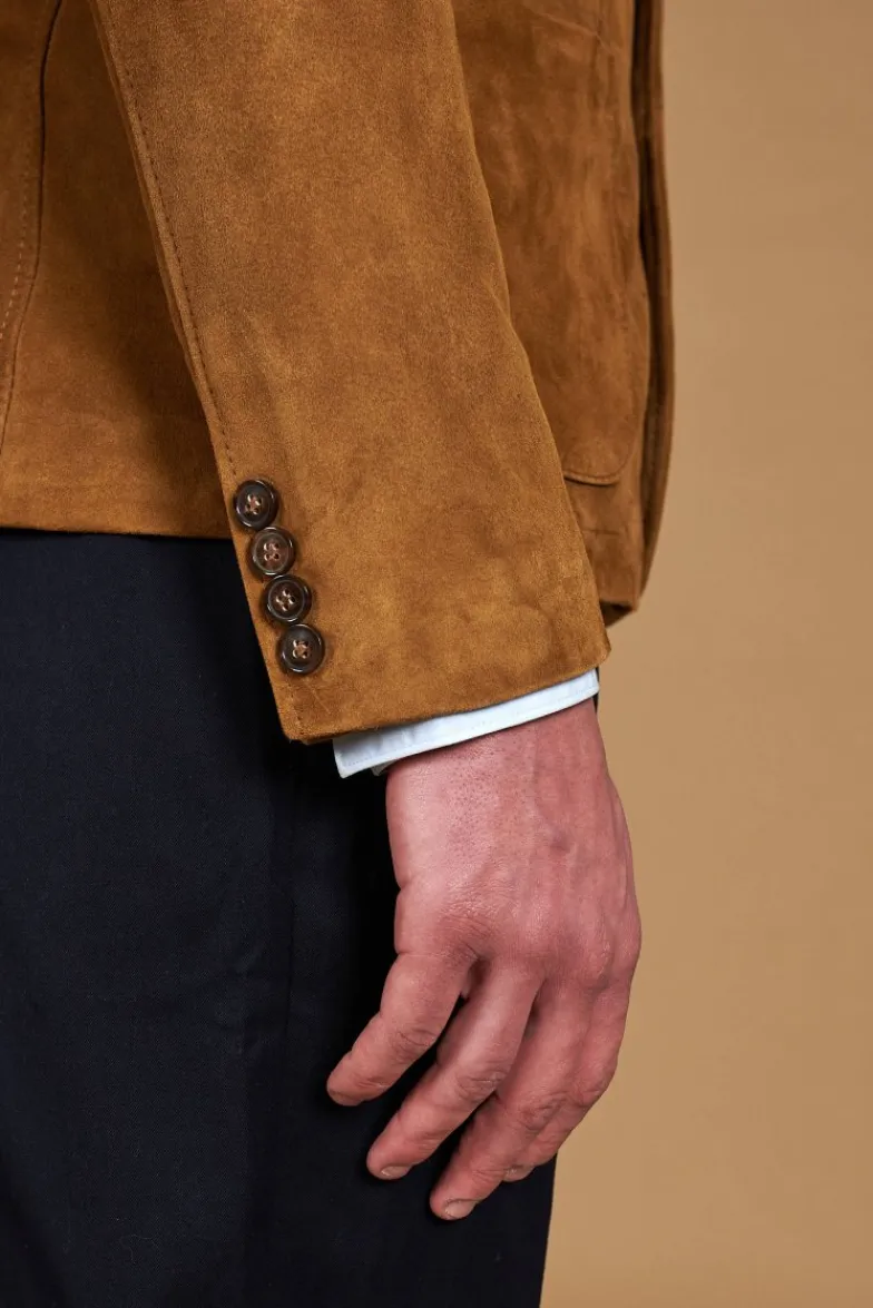 Uomo D'Arienzo Luke - Blazer in pelle scamosciata color cuoio con due bottoni