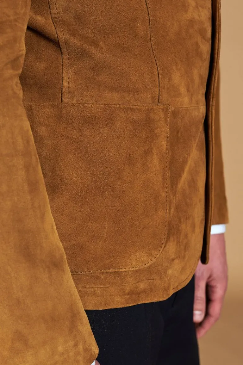 Uomo D'Arienzo Luke - Blazer in pelle scamosciata color cuoio con due bottoni