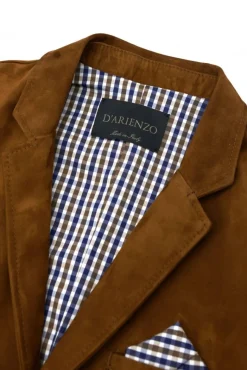 Uomo D'Arienzo Luke - Blazer in pelle scamosciata color cuoio con due bottoni