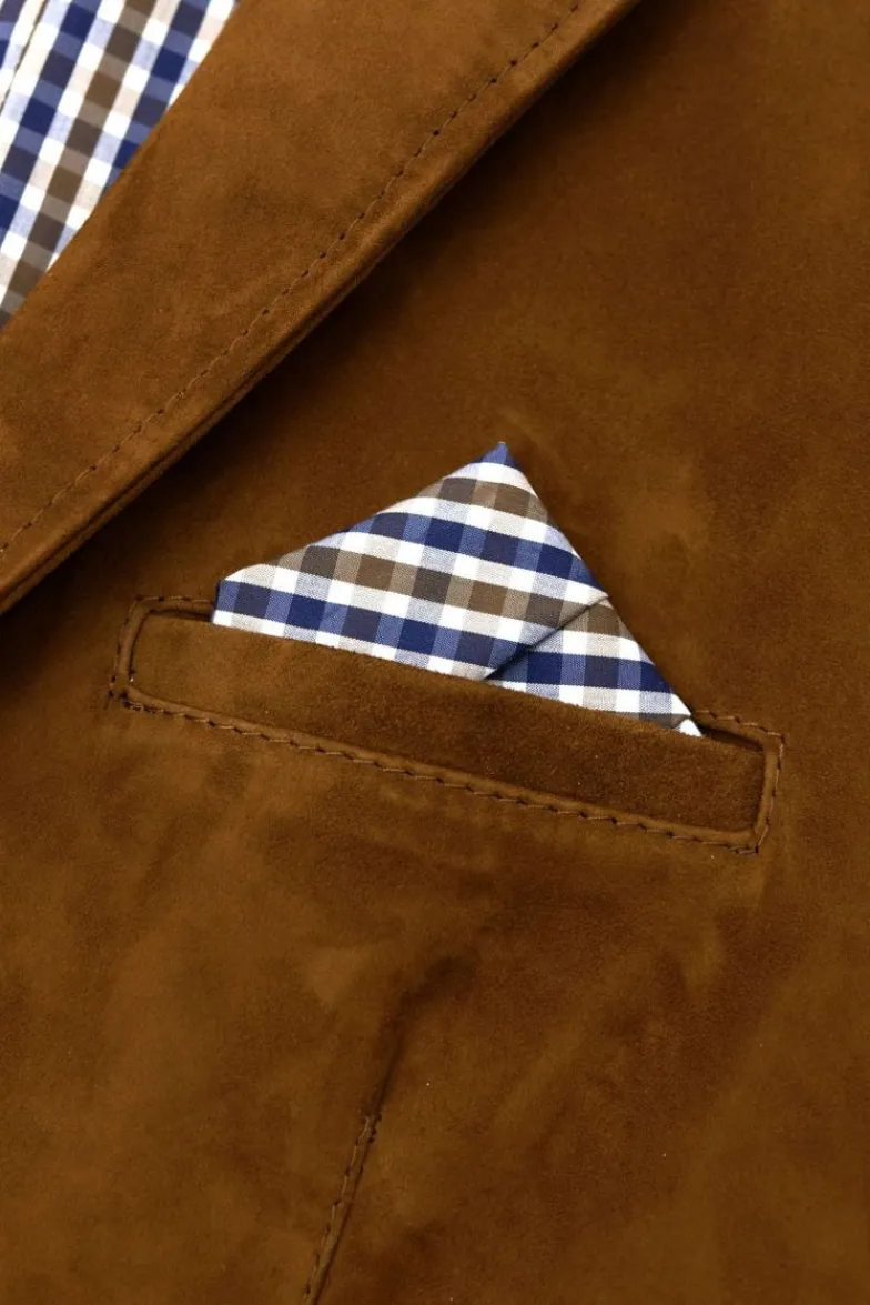 Uomo D'Arienzo Luke - Blazer in pelle scamosciata color cuoio con due bottoni