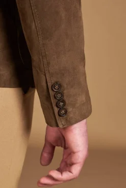 Uomo D'Arienzo Luke - Blazer in pelle scamosciata color fango con due bottoni