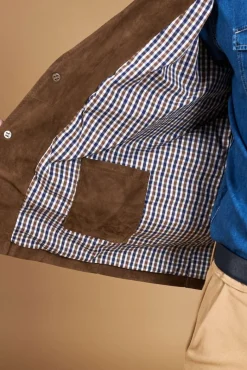Uomo D'Arienzo Luke - Blazer in pelle scamosciata color fango con due bottoni