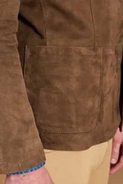 Uomo D'Arienzo Luke - Blazer in pelle scamosciata color fango con due bottoni
