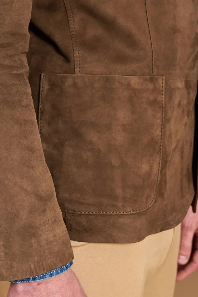 Uomo D'Arienzo Luke - Blazer in pelle scamosciata color fango con due bottoni