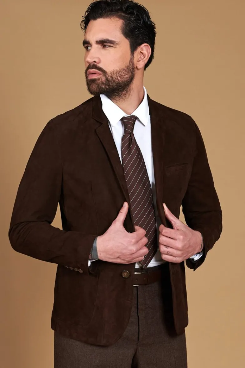 Uomo D'Arienzo Luke - Blazer in pelle scamosciata color marrone con due bottoni