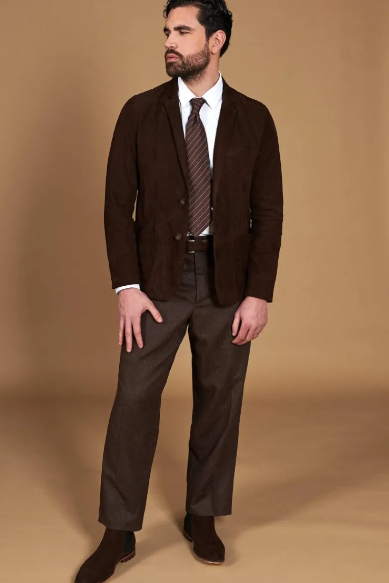 Uomo D'Arienzo Luke - Blazer in pelle scamosciata color marrone con due bottoni