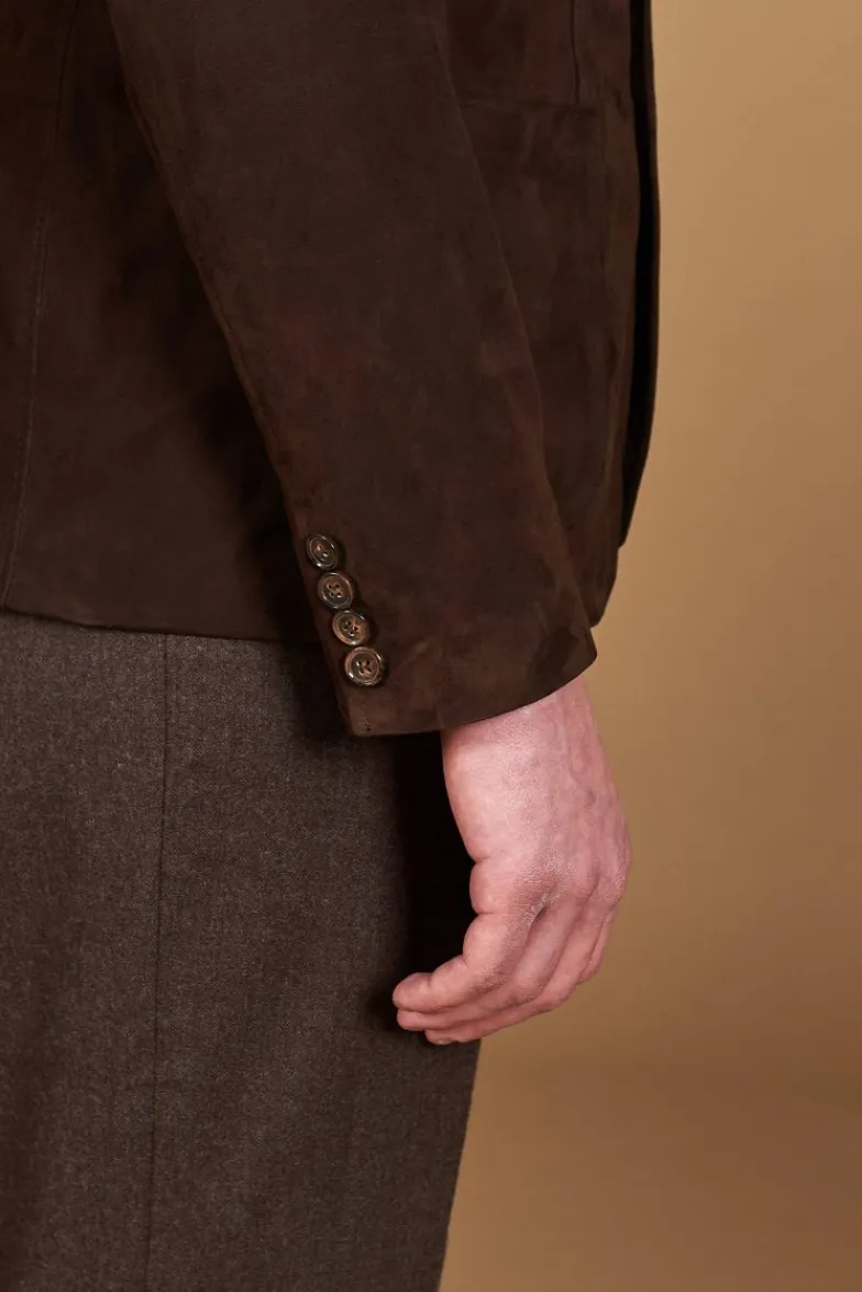 Uomo D'Arienzo Luke - Blazer in pelle scamosciata color marrone con due bottoni