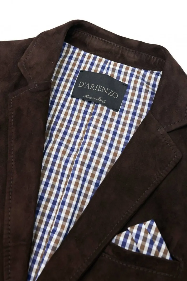 Uomo D'Arienzo Luke - Blazer in pelle scamosciata color marrone con due bottoni