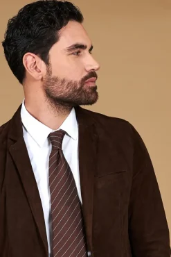 Uomo D'Arienzo Luke - Blazer in pelle scamosciata color marrone con due bottoni