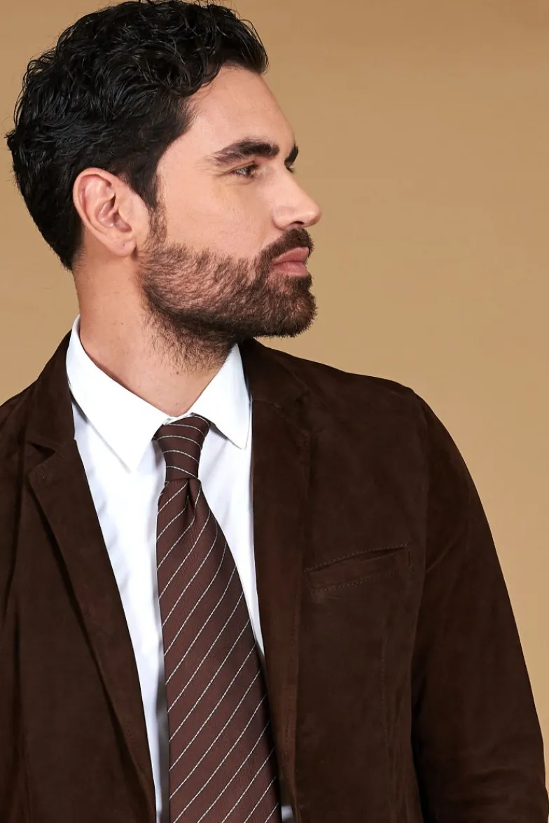 Uomo D'Arienzo Luke - Blazer in pelle scamosciata color marrone con due bottoni