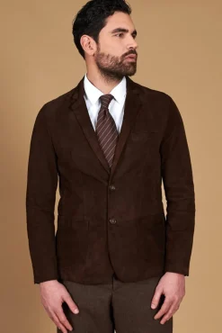 Uomo D'Arienzo Luke - Blazer in pelle scamosciata color marrone con due bottoni