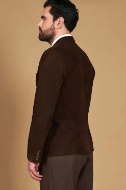 Uomo D'Arienzo Luke - Blazer in pelle scamosciata color marrone con due bottoni