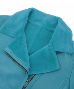 Donna D'Arienzo Malù - Montone shearling ottanio con cintura e cerniera trasversale