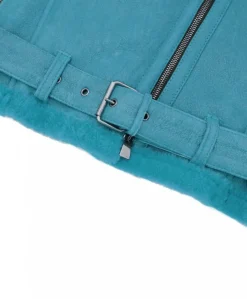 Donna D'Arienzo Malù - Montone shearling ottanio con cintura e cerniera trasversale