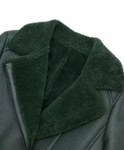 Donna D'Arienzo Malù - Montone shearling verde con cintura e cerniera trasversale