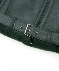 Donna D'Arienzo Malù - Montone shearling verde con cintura e cerniera trasversale