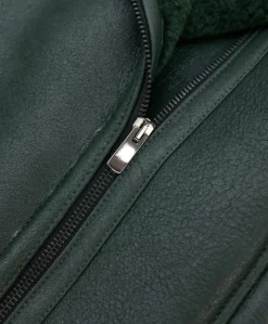 Donna D'Arienzo Malù - Montone shearling verde con cintura e cerniera trasversale