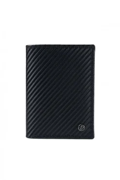 D'Arienzo Malik - Portafoglio in pelle nero design carbonio pieghevole due ante