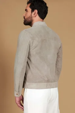 Uomo D'Arienzo Marlon - Giacca in camoscio traforato colore grigio con cerniera