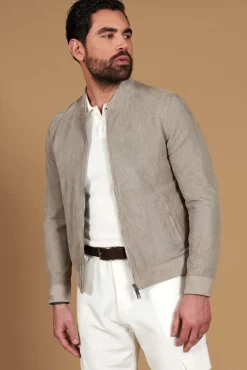 Uomo D'Arienzo Marlon - Giacca in camoscio traforato colore grigio con cerniera