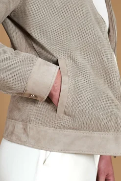 Uomo D'Arienzo Marlon - Giacca in camoscio traforato colore grigio con cerniera