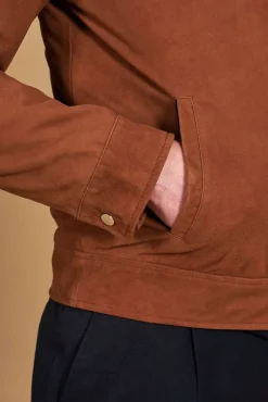 Uomo D'Arienzo Marlon - Giacca in pelle camoscio color cuoio con cerniera