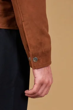Uomo D'Arienzo Marlon - Giacca in pelle camoscio color cuoio con cerniera