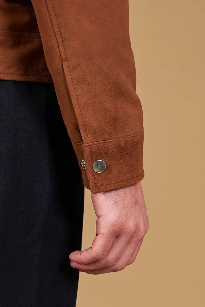 Uomo D'Arienzo Marlon - Giacca in pelle camoscio color cuoio con cerniera