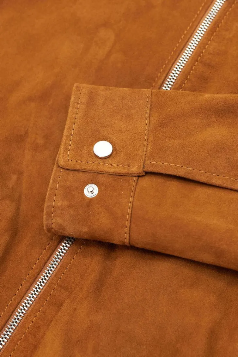 Uomo D'Arienzo Marlon - Giacca in pelle camoscio color cuoio con cerniera