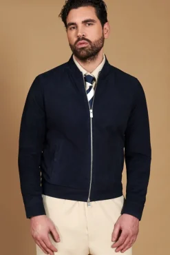 Uomo D'Arienzo Marlon - Giacca in pelle camoscio blu con cerniera
