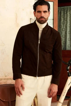 Uomo D'Arienzo Marlon - Giacca in pelle camoscio testa di moro con cerniera
