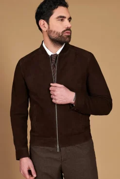 Uomo D'Arienzo Marlon - Giacca in pelle camoscio testa di moro con cerniera