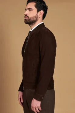 Uomo D'Arienzo Marlon - Giacca in pelle camoscio testa di moro con cerniera