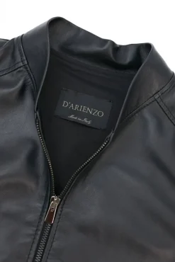 Uomo D'Arienzo Marlon - Giacca in pelle nera nappa effetto liscio tasche con calamita