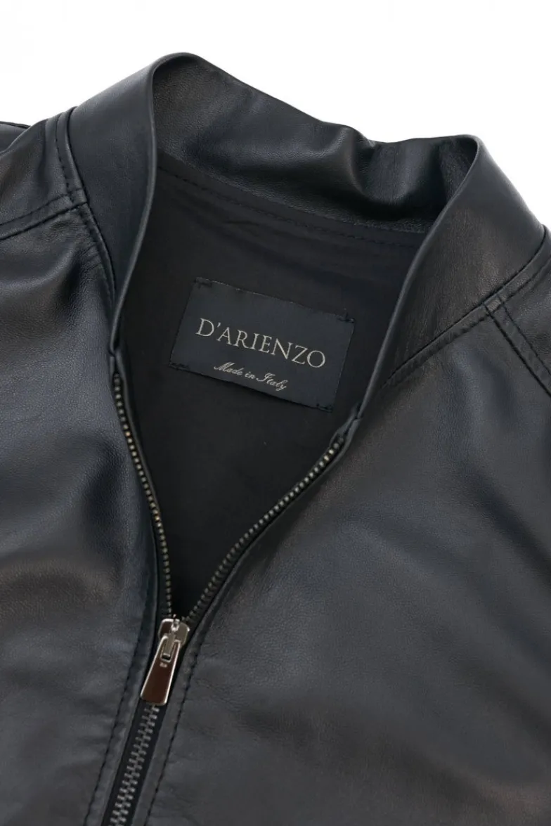 Uomo D'Arienzo Marlon - Giacca in pelle nera nappa effetto liscio tasche con calamita